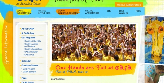 CASA Summer Camp Web site - Designed by Imaginelo