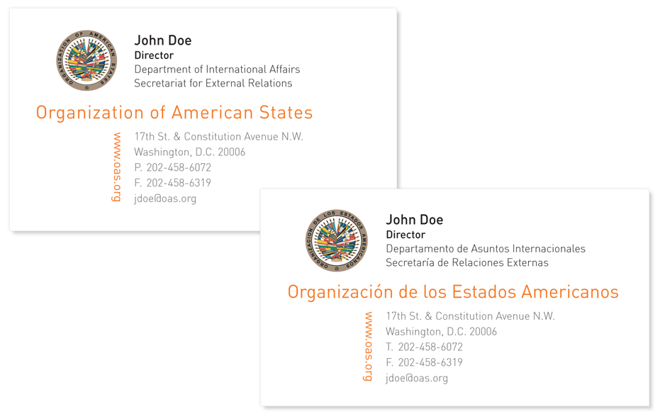 Institutional Identity System - Organization of American States - Business Cards